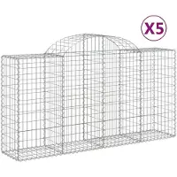 vidaXL Gabions avec arc surélevé 5 pcs. 200x50x100/120cm Fer galvanisé