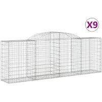 vidaXL Gabions avec arc surélevé 9 pcs. 300x50x100/120cm Fer galvanisé
