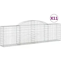 vidaXL Gabions avec arc surélevé 11 pcs. 300x30x80/100cm Fer galvanisé