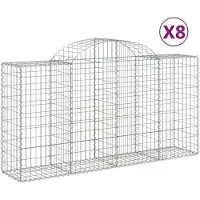 vidaXL Gabions avec arc surélevé 8 pcs. 200x50x100/120cm Fer galvanisé