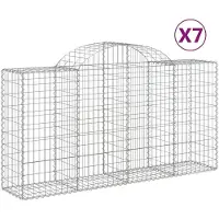 vidaXL Gabions avec arc surélevé 7 pcs. 200x50x100/120cm Fer galvanisé