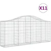 vidaXL Gabions avec arc surélevé 11 pcs. 200x30x80/100cm Fer galvanisé