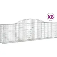 vidaXL Gabions avec arc surélevé 8 pcs. 300x30x80/100 cm Fer galvanisé