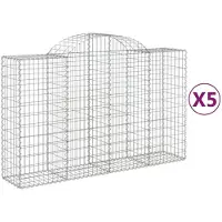 vidaXL Gabions avec arc surélevé 5 pcs. 200x50x120/140cm Fer galvanisé