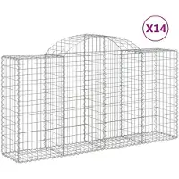 vidaXL Gabions avec arc surélevé 14 pcs 200x50x100/120cm Fer galvanisé