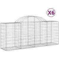 vidaXL Gabions avec arc surélevé 6 pcs. 200x50x80/100 cm Fer galvanisé