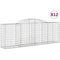 vidaXL Gabions avec arc surélevé 12 pcs 300x50x100/120cm Fer galvanisé