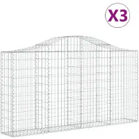 vidaXL Gabions avec arc surélevé 3 pcs. 200x30x100/120cm Fer galvanisé