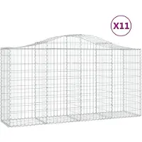 vidaXL Gabions avec arc surélevé 11 pcs 200x50x100/120cm Fer galvanisé