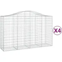 vidaXL Gabions avec arc surélevé 4 pcs. 200x50x120/140cm Fer galvanisé