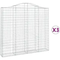 vidaXL Gabions avec arc surélevé 3 pcs. 200x30x180/200cm Fer galvanisé