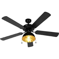 QAZQA Ventilateur de plafond noir et beige 130 cm avec cordon de serrage - Mistral Magna