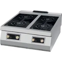 Maxima - Gastro Premium Table de cuisson à induction - 4 brûleurs - Double unité - 90 cm Profond - Electrique