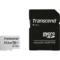 Transcend 300S - Carte mémoire flash (adaptateur inclus) - 512 Go - A1 / Video Class V30 / UHS-I U3 / Class10 - microSDXC
