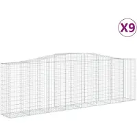 vidaXL Gabions avec arc surélevé 9 pcs. 400x50x120/140cm Fer galvanisé