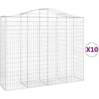vidaXL Gabions avec arc surélevé 10pcs 200x50x160/180cm Fer galvanisé