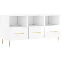 vidaXL Armoire TV blanc brillant 102x36x50 cm Bois composite