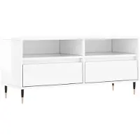 vidaXL Armoire TV blanc brillant 100x34,5x44,5 cm Bois composite