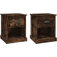 vidaXL Tables de chevet 2 pcs chêne fumé 39x39x47,5 cm bois ingénierie