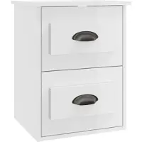 vidaXL Table de chevet murale blanc brillant 41,5x36x53 cm