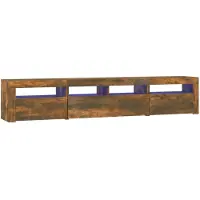 vidaXL Armoire TV avec lampes LED chêne fumé 210x35x40 cm