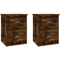 vidaXL Tables de chevet murales 2 pcs chêne fumé 41,5x36x53 cm