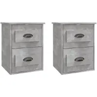 vidaXL Tables de chevet murales 2 pcs gris béton 41,5x36x53 cm