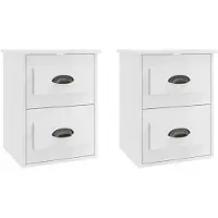 vidaXL Tables de chevet murales 2 pcs blanc brillant 41,5x36x53 cm