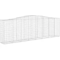 vidaXL Panier de gabion incurvé 400x50x120/140 cm en fer galvanisé