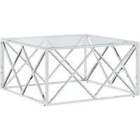 vidaXL Table basse 80x80x40 cm acier inoxydable et verre
