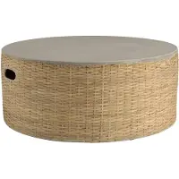 Macabane HECTOR - Table basse ronde plateau en béton socle en bambou naturel