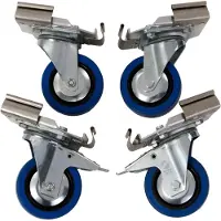 Alutec Roulettes pivotantes pour boîtes de transport Série COMFORT/CLASSIQUE/INDUSTRIE, Ø 100 x L 26 x H 128 mm, caoutchouc plein, bleu, 4 pièces