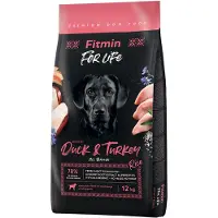 Fitmin dog For Life Duck &amp; Turkey - viandes fraîches de Poulet&amp;Dinde pour chiens adultes de toutes races - 12 kg
