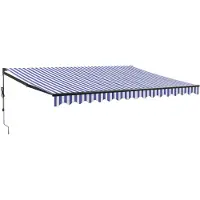 vidaXL Store électrique à manivelle bleu et blanc 4x3 m