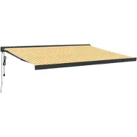 vidaXL Marquise rétractable jaune et blanc 4,5x3 m Tissu et aluminium
