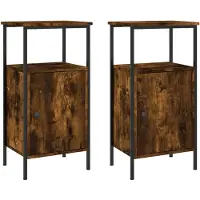 vidaXL Tables de chevet 2 pcs chêne fumé 41x31x80 cm bois ingénierie