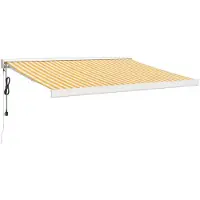 vidaXL Marquise rétractable jaune et blanc 3,5x2,5 m Tissu et aluminium