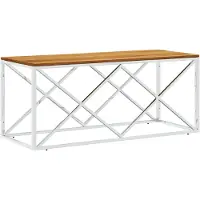 vidaXL Table basse en acier inoxydable et bois massif d'acacia