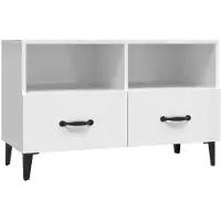 vidaXL Armoire TV blanc brillant 80x36x50 cm Bois composite