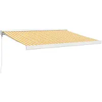 vidaXL Marquise rétractable jaune et blanc 3,5x2,5 m Tissu et aluminium