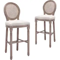 vidaXL Tabouret de bar 2 pcs. Blanc lin