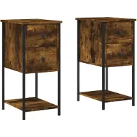 vidaXL Tables de chevet 2 pcs chêne fumé 32x42x70 cm bois d'ingénierie
