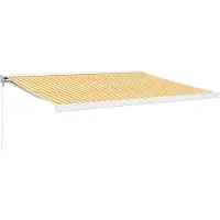 vidaXL Extension d'auvent 4x3 m tissu et aluminium jaune et blanc