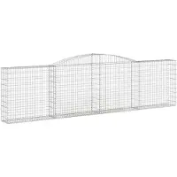 vidaXL Panier de gabion incurvé 400x30x100/120 cm en fer galvanisé