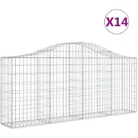 vidaXL Gabions avec arc surélevé 14 pcs. 200x30x80/100cm Fer galvanisé