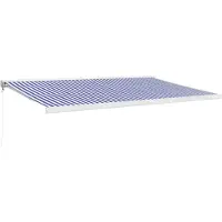 vidaXL Auvent rétractable Bleu et blanc 5x3 m Tissu et aluminium