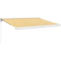 vidaXL Marquise rétractable jaune et blanc 3x2,5 m Tissu et aluminium