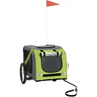vidaXL Remorque pour vélo Chiens Vert et gris Tissu Oxford et fer