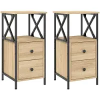 vidaXL Tables de chevet 2pcs chêne sonoma 34x35,5x70cm bois ingénierie