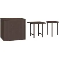 vidaXL Tables d'appoint 3 pcs marron résine tressée